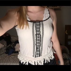 Patterned Tank, Frayed Bottom